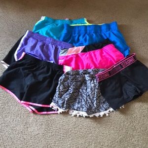 Assorted athletic shorts and one pair of spandex